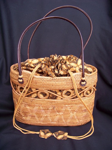 "Circles and diamonds" NB4-basket tote, hand weave bag, hand woven basket purse, shoulder tote